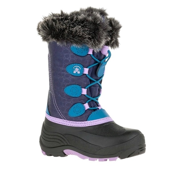 Kamik Girl's Snowgypsy Snow Boot Navy/Teal Waterproof with Faux Fur Trim SZ 4 - Picture 1 of 9